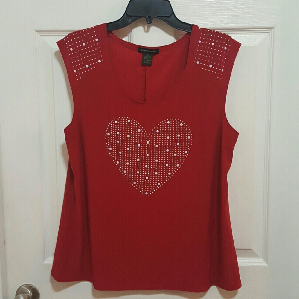Heart embellished tank top